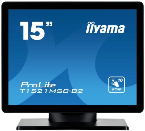 Iiyama ProLite T1521MSC-B2 monitor komputerowy 38,1 cm (15") 1024 x 768 px XGA LED Ekran dotykowy Blad Czarny Iiyama