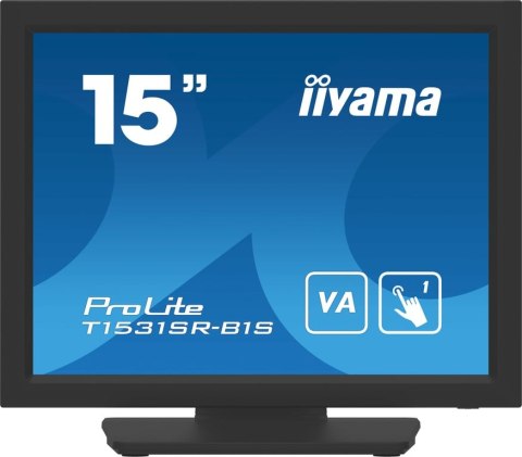 Iiyama ProLite T1531SR-B1S monitor komputerowy 38,1 cm (15") 1024 x 768 px XGA LCD Ekran dotykowy Czarny Iiyama