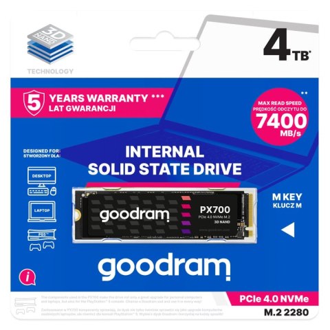 Goodram PX700 SSD SSDPR-PX700-04T-80 urządzenie SSD M.2 4,1 TB PCI Express 4.0 3D NAND NVMe Goodram