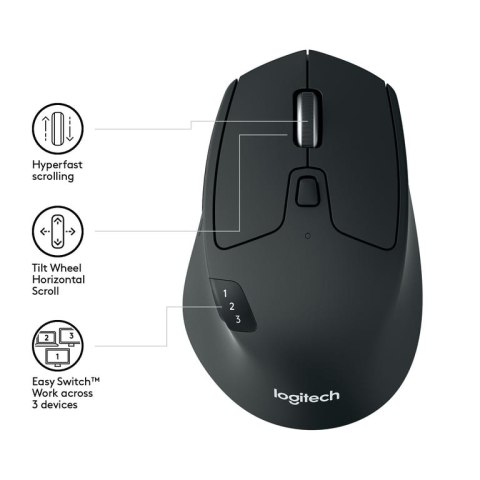 Logitech M720 myszka Po prawej stronie RF Wireless + Bluetooth Optyczny 1000 DPI Logitech