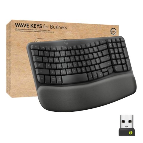 Logitech Wave Keys for Business klawiatura RF Wireless + Bluetooth QWERTY Amerykański międzynarodowy Grafitowy Logitech