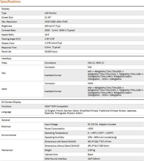 Monitor Hanhwa SMT-2212 HANWHA