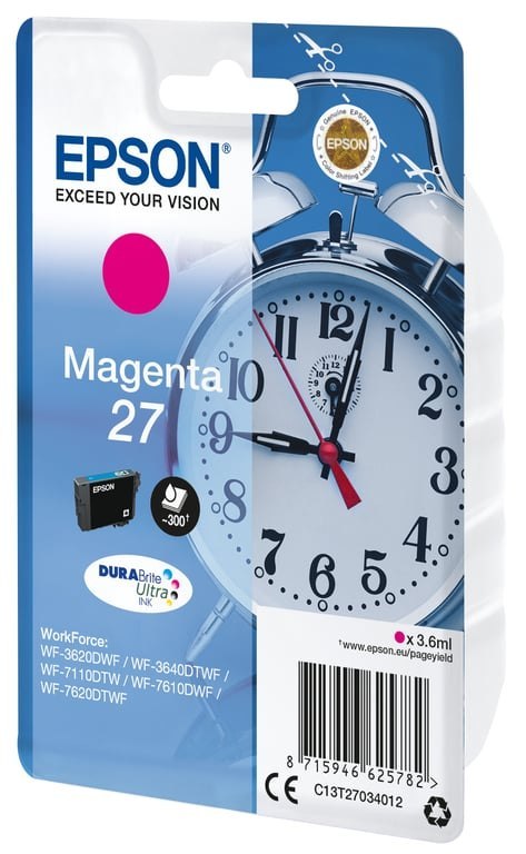 Epson Alarm clock Singlepack Magenta 27 DURABrite Ultra Ink Epson