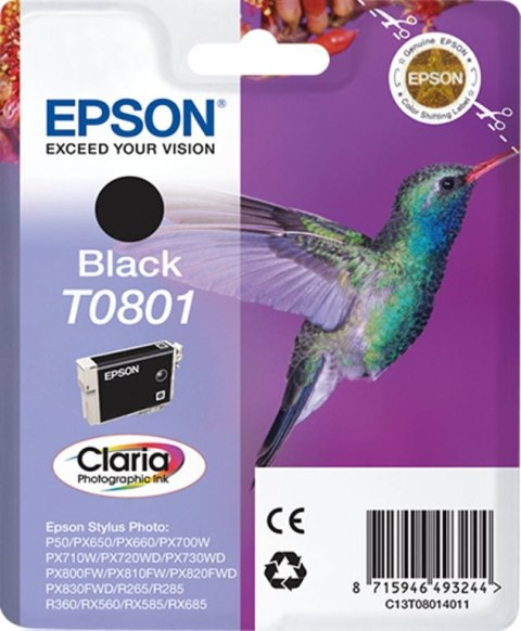 Epson Hummingbird Singlepack Black T0801 Claria Photographic Ink Epson