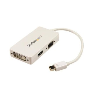 StarTech MDP2VGDVHDW adapter kablowy 0,15 m Mini DisplayPort DVI-D + VGA (D-Sub) + HDMI Biały StarTech.com