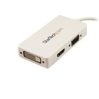 StarTech MDP2VGDVHDW adapter kablowy 0,15 m Mini DisplayPort DVI-D + VGA (D-Sub) + HDMI Biały StarTech.com