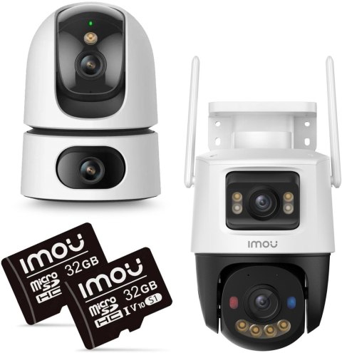 Zestaw 2 kamer IP IMOU Ranger Dual 10MP i Cruiser Dual 10MP z kartami pamięci 32GB IMOU