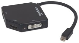 Manhattan 207720 adapter kablowy 0,25 m Mini DisplayPort DVI-I + VGA (D-Sub) + HDMI Czarny Manhattan