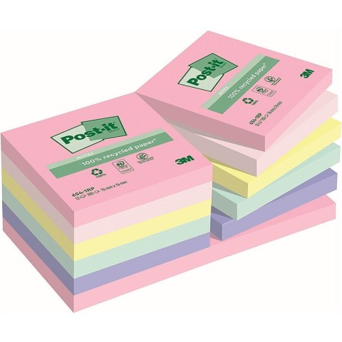 Post-it Karteczki Post-it 76x76mm (654-1RP) pastelowe (16x100)