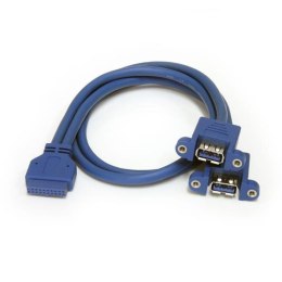 StarTech USB3SPNLAFHD zmieniacz płci / kabli 2 x USB A IDC Niebieski StarTech.com