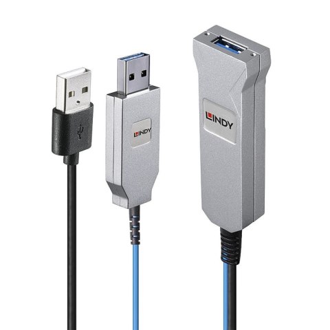 Lindy 43346 kabel USB 100 m USB 3.2 Gen 1 (3.1 Gen 1) USB A 2 x USB A Niebieski, Srebrny Lindy