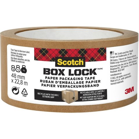 Scotch Taśma pakowa Scotch Box Lock 48mm/22.8m papierowa brązowa