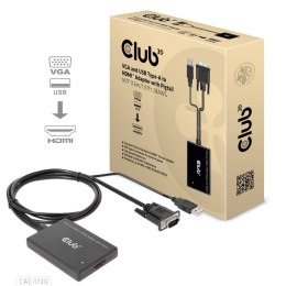 CLUB3D CAC-1720 adapter kablowy 0,6 m HDMI Typu A (Standard) VGA (D-Sub) + USB Czarny CLUB3D