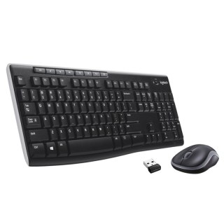 Logitech Wireless Combo MK270 klawiatura Dołączona myszka Dom RF Wireless QWERTY Amerykański międzynarodowy Czarny, Srebrny Logitech