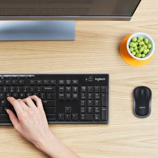 Logitech Wireless Combo MK270 klawiatura Dołączona myszka Dom RF Wireless QWERTY Amerykański międzynarodowy Czarny, Srebrny Logitech