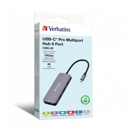 Verbatim CMH-09 USB Type-C 10000 Mbit/s Srebrny Verbatim