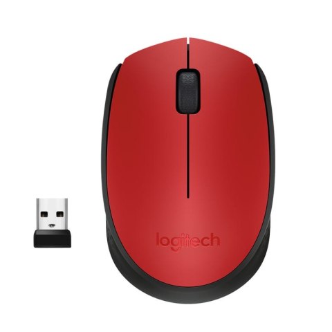 Logitech M171 Red-K myszka Biuro Oburęczny RF Wireless Optyczny 1000 DPI Logitech