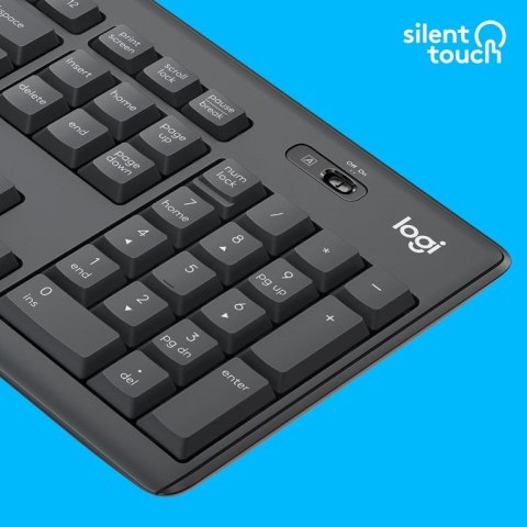 Logitech MK295 Silent Wireless Combo klawiatura Dołączona myszka Biuro USB QWERTY Amerykański międzynarodowy Grafitowy Logitech