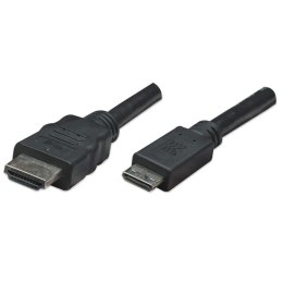 Manhattan 304955 kabel HDMI 1,8 m HDMI Typu A (Standard) HDMI Type C (Mini) Czarny Manhattan