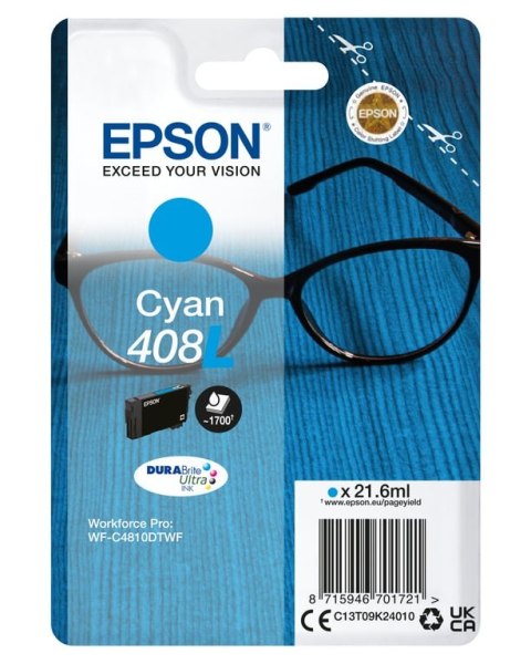 Epson 408L DURABrite Ultra nabój z tuszem 1 szt. Oryginalny Wysoka (XL) wydajność Cyjan Epson