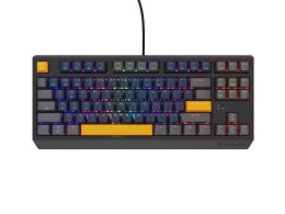 GENESIS THOR 230 TKL klawiatura Gaming USB QWERTY Amerykański międzynarodowy Niebieski, Szary, Żółty GENESIS