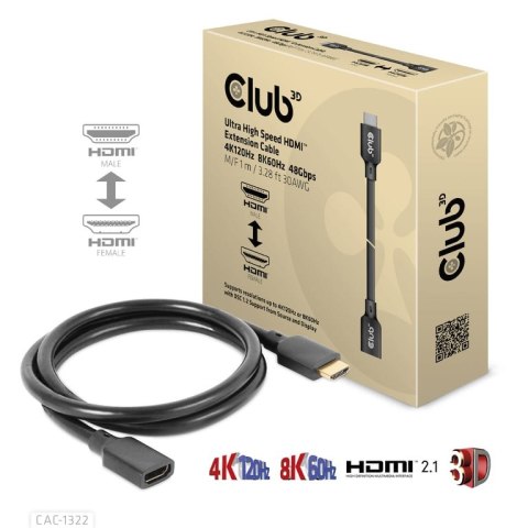 CLUB3D CAC-1322 kabel HDMI 1 m HDMI Typu A (Standard) Czarny CLUB3D