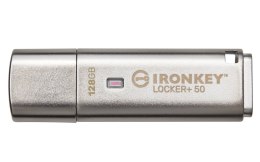 Kingston Technology IronKey Locker+ 50 pamięć USB 128 GB USB Typu-A 3.2 Gen 1 (3.1 Gen 1) Srebrny Kingston Technology