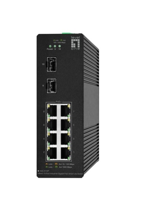 LevelOne IGS-2110P łącza sieciowe Zarządzany L2 Gigabit Ethernet (10/100/1000) Obsługa PoE Czarny LevelOne