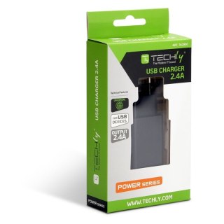 Techly IPW-USB-24BK ładowarka do urządzeń przenośnych Uniwersalne Czarny Prąd przemienny Wewnętrzna Techly