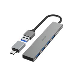 Hama 00200141 huby i koncentratory USB 3.2 Gen 1 (3.1 Gen 1) Type-A 5000 Mbit/s Szary Hama