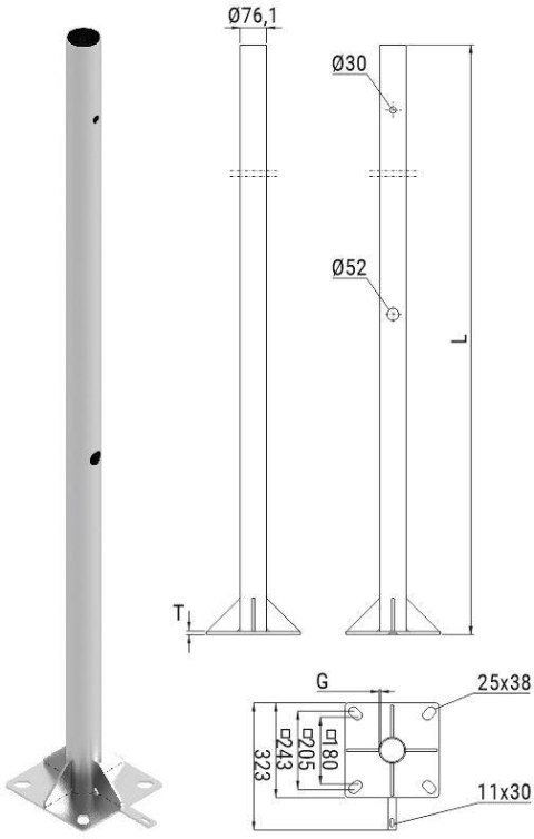 Słup ATS SKAM2/5 pod montaż kamer CCTV ATS