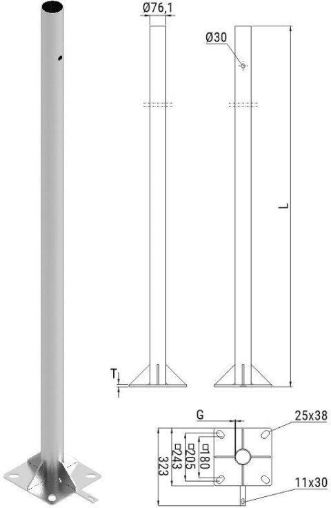 Słup ATS SKAMP1/3 pod montaż kamer CCTV ATS