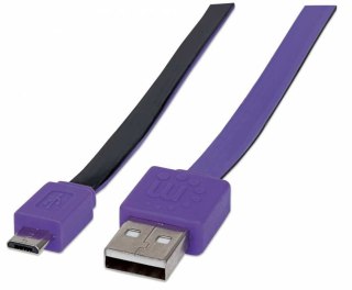 Manhattan 391368 kabel USB 1 m USB 2.0 USB A Micro-USB B Czarny, Fioletowy Manhattan