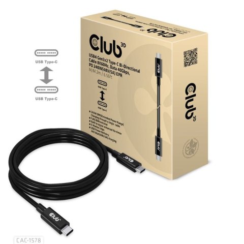 CLUB3D CAC-1578 kabel USB 2 m USB4 Gen 3x2 USB C Czarny CLUB3D