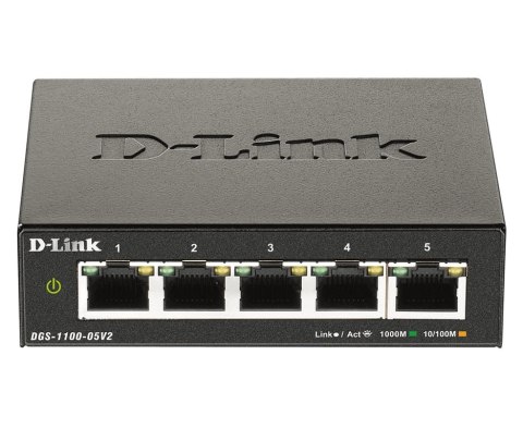 D-Link DGS-1100-05V2 łącza sieciowe Zarządzany L2 Gigabit Ethernet (10/100/1000) Czarny D-Link