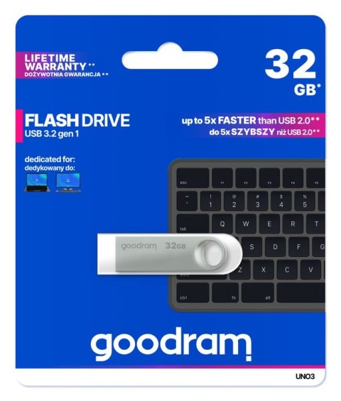 Goodram USB UNO3-0320S0R11 pamięć USB 32 GB USB Typu-A 3.2 Gen 1 (3.1 Gen 1) Srebrny Goodram