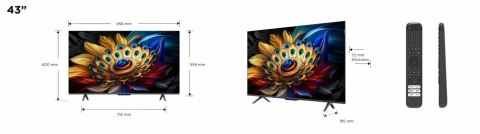 TCL C65 Series 43C655 Telewizor 109,2 cm (43") 4K Ultra HD Smart TV Wi-Fi Tytan 450 cd/m² TCL