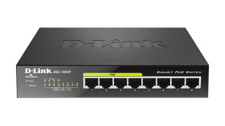 D-Link DGS-1008P łącza sieciowe Nie zarządzany Gigabit Ethernet (10/100/1000) Obsługa PoE Czarny D-Link