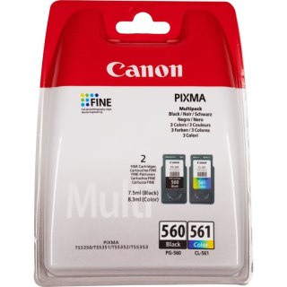 Canon PG-560/Cl-561 nabój z tuszem 2 szt. Oryginalny Standardowa wydajność Czarny, Cyjan, Purpurowy, Żółty Canon