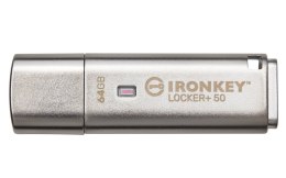 Kingston Technology IronKey Locker+ 50 pamięć USB 64 GB USB Typu-A 3.2 Gen 1 (3.1 Gen 1) Srebrny Kingston Technology