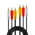 Lindy 35690 kabel audio 1 m 3 x RCA Czarny, Czerwony, Biały, Żółty Lindy