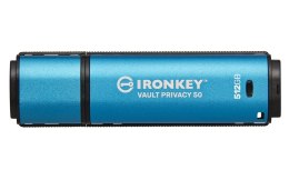 Kingston Technology IronKey Vault Privacy 50 pamięć USB 512 GB USB Typu-A 3.2 Gen 1 (3.1 Gen 1) Czarny, Niebieski Kingston Technology