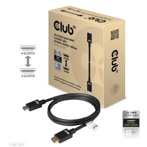 CLUB3D Ultra High Speed HDMI 4K120Hz, 8K60Hz Certified Cable 48Gbps M/M 1 m/3.28 ft CLUB3D