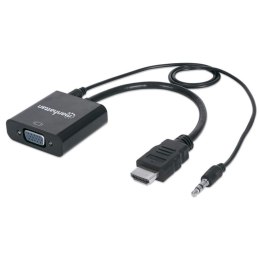 Manhattan 151559 adapter kablowy 0,3 m HDMI + 3.5mm VGA (D-Sub) Czarny Manhattan