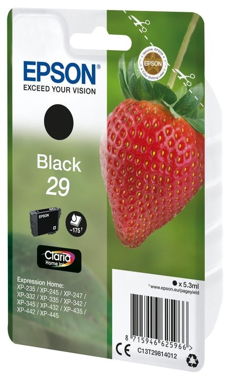 Epson Strawberry Singlepack Black 29 Claria Home Ink Epson