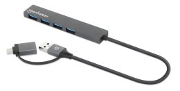 Manhattan 181006 huby i koncentratory USB 3.2 Gen 1 (3.1 Gen 1) Type-A 5000 Mbit/s Szary Manhattan