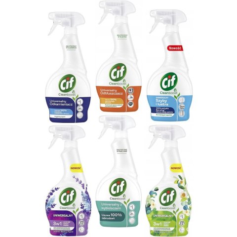 CIF Spray Cif Cleanboost 500ml Uniwersalny Zielona Herbata i Eukaliptus, UNIWERSALNY ZIELONA HERBATA I EUKALIPTUS