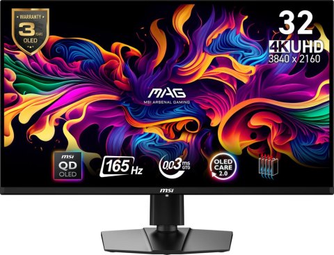 MSI MAG 321UP QD-OLED monitor komputerowy 80 cm (31.5") 3840 x 2160 px 4K Ultra HD QDOLED Czarny MSI