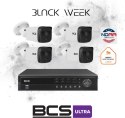 Zestaw monitoringu IP BCS Ultra 4 Kamery IP BCS-U-TIP38FSR3 Rejestartror 6TB zgodny z NDAA BCS