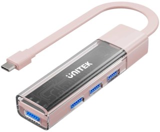 Unitek Hub dwukierunkowy USB C/USB A 5Gbps różowy UNITEK